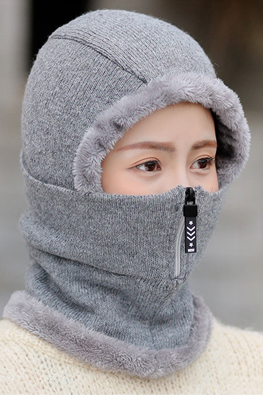 Women Warm Earmuffs Face Protection Winter Knitted Hat