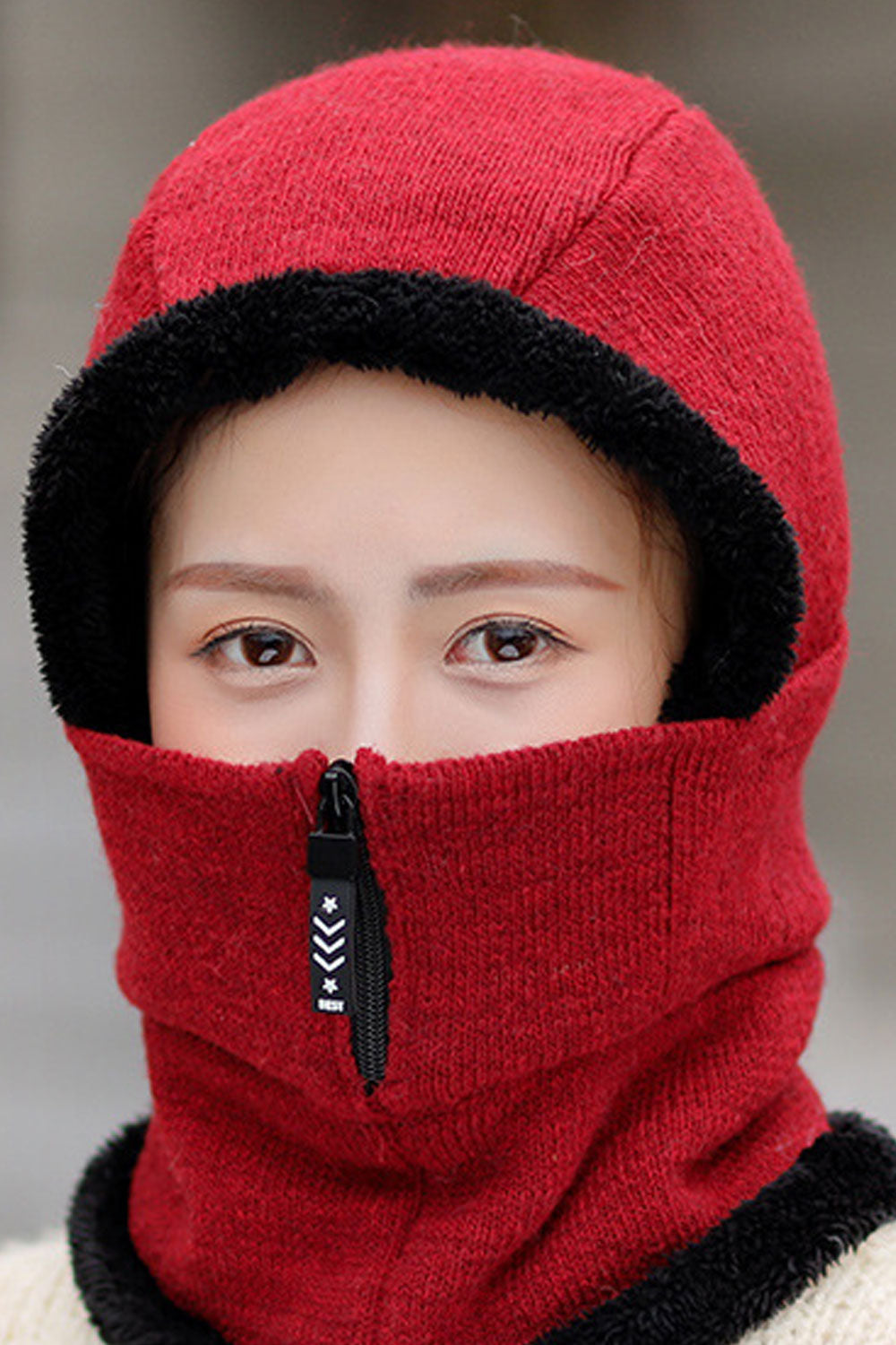 Women Warm Earmuffs Face Protection Winter Knitted Hat