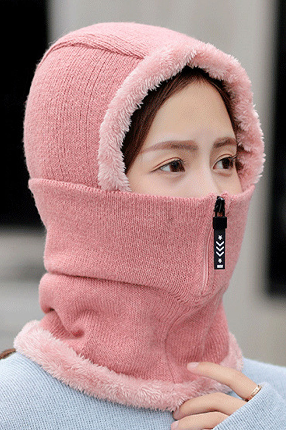 Women Warm Earmuffs Face Protection Winter Knitted Hat