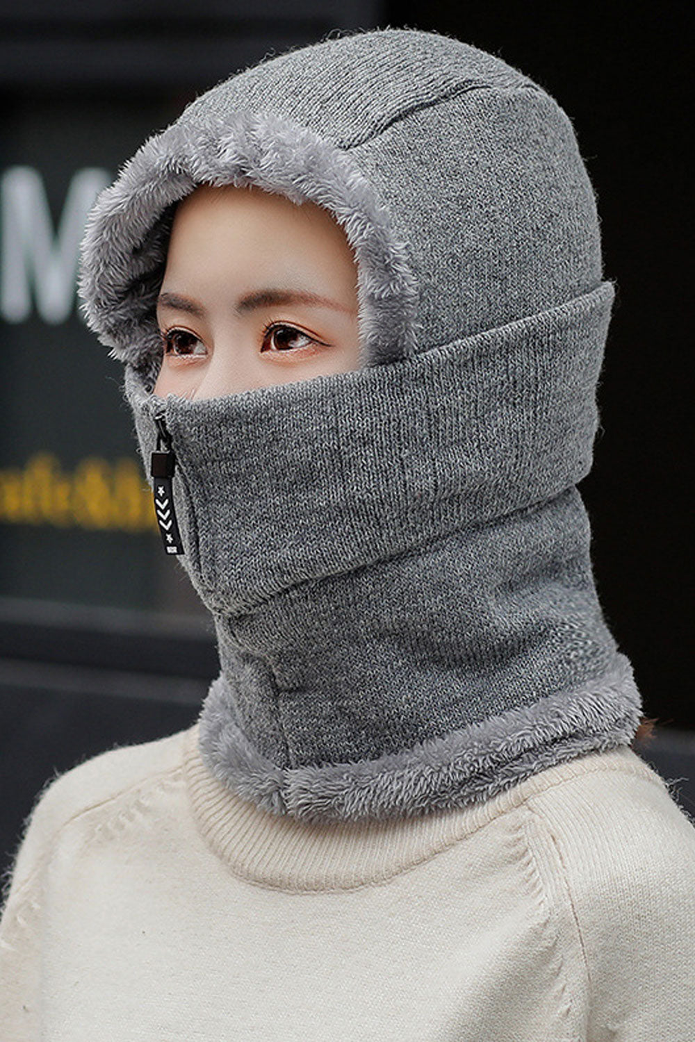 Women Warm Earmuffs Face Protection Winter Knitted Hat