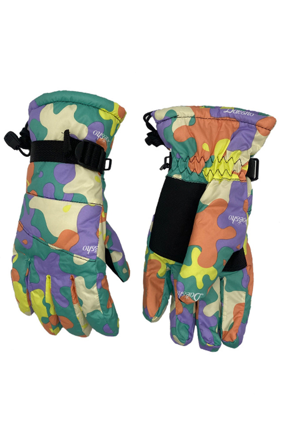 Women Coldproof Waterproof Camouflage Printed Thick Ski Gloves