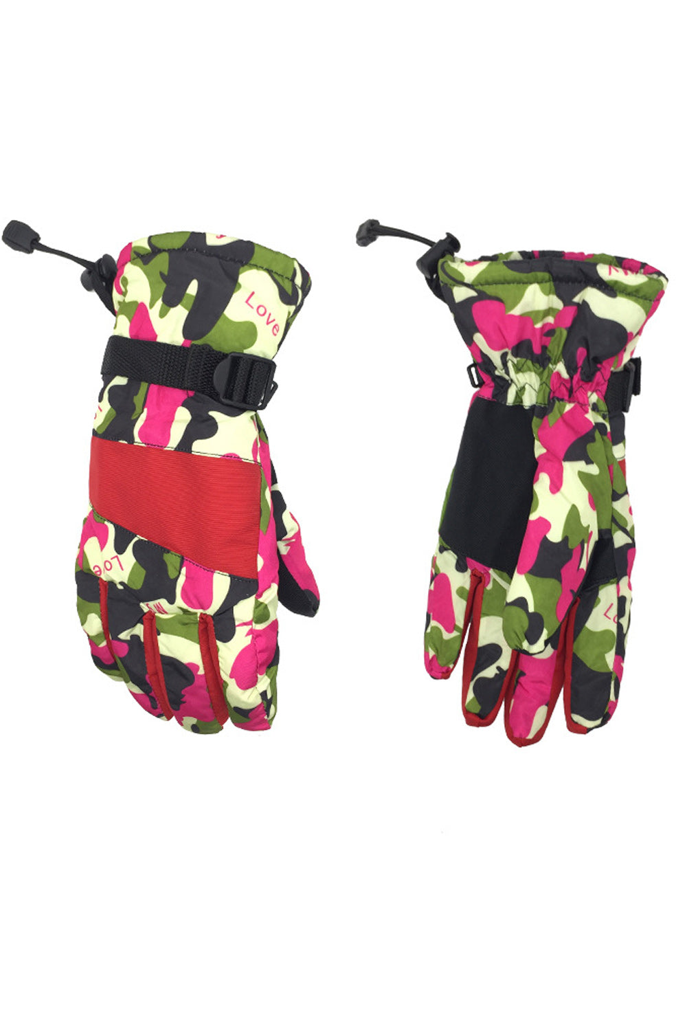 Women Coldproof Waterproof Camouflage Printed Thick Ski Gloves