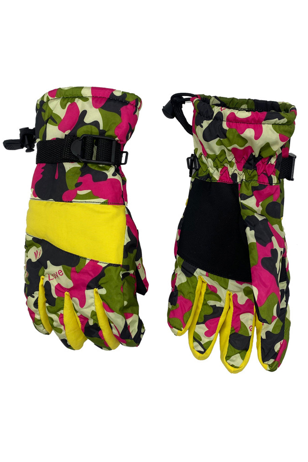 Women Coldproof Waterproof Camouflage Printed Thick Ski Gloves