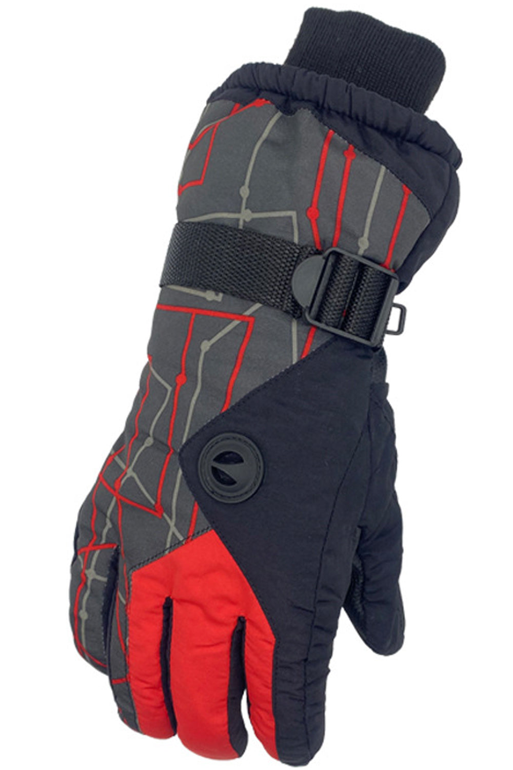 Women Buckle Strap Water Resistant Windproof Thick Ski Gloves