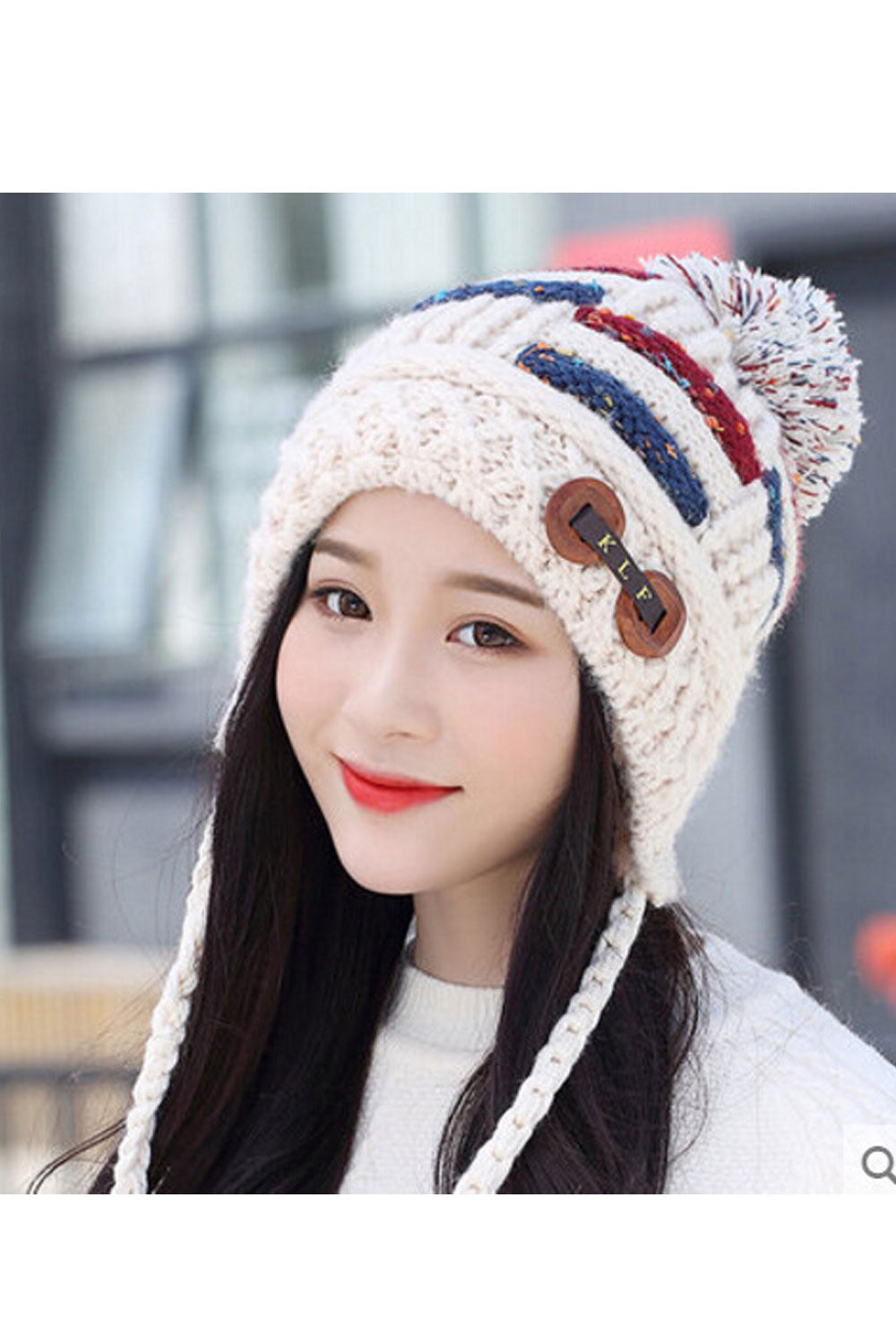 Women Thick Ear Protection Windproof Warm Knitted Hat