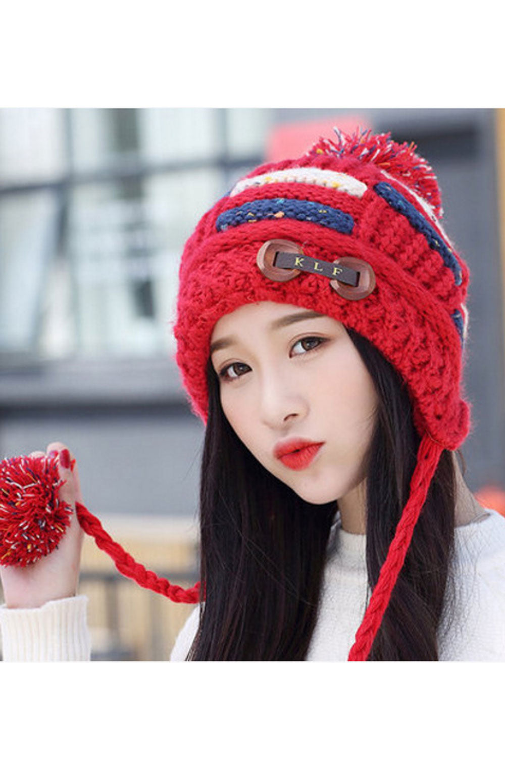Women Thick Ear Protection Windproof Warm Knitted Hat