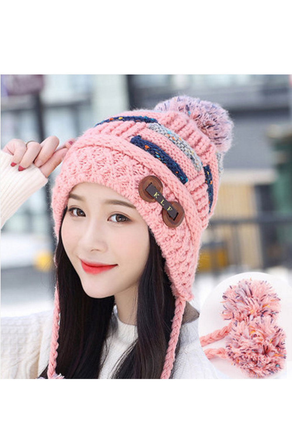 Women Thick Ear Protection Windproof Warm Knitted Hat