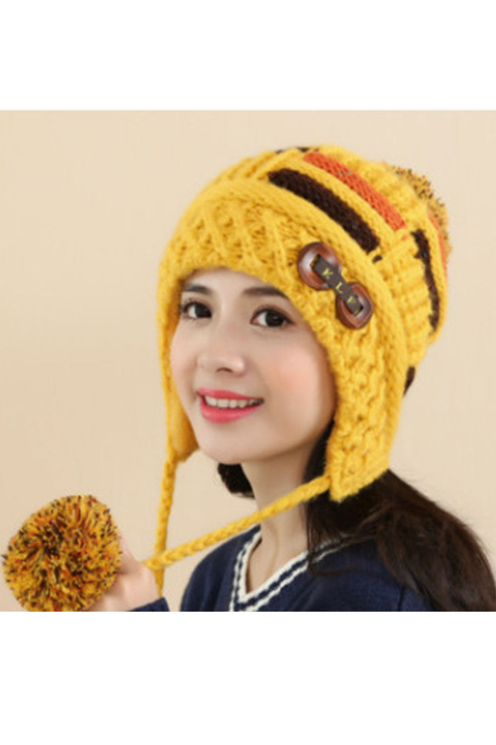 Women Thick Ear Protection Windproof Warm Knitted Hat