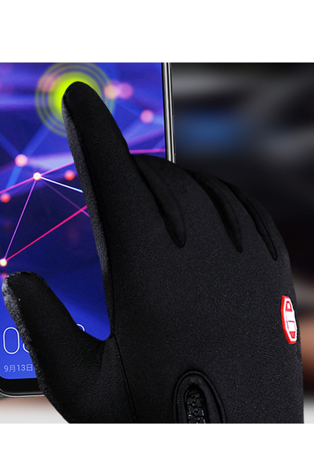 Women Warm Zipper Touch Screen Winter Ski Gloves