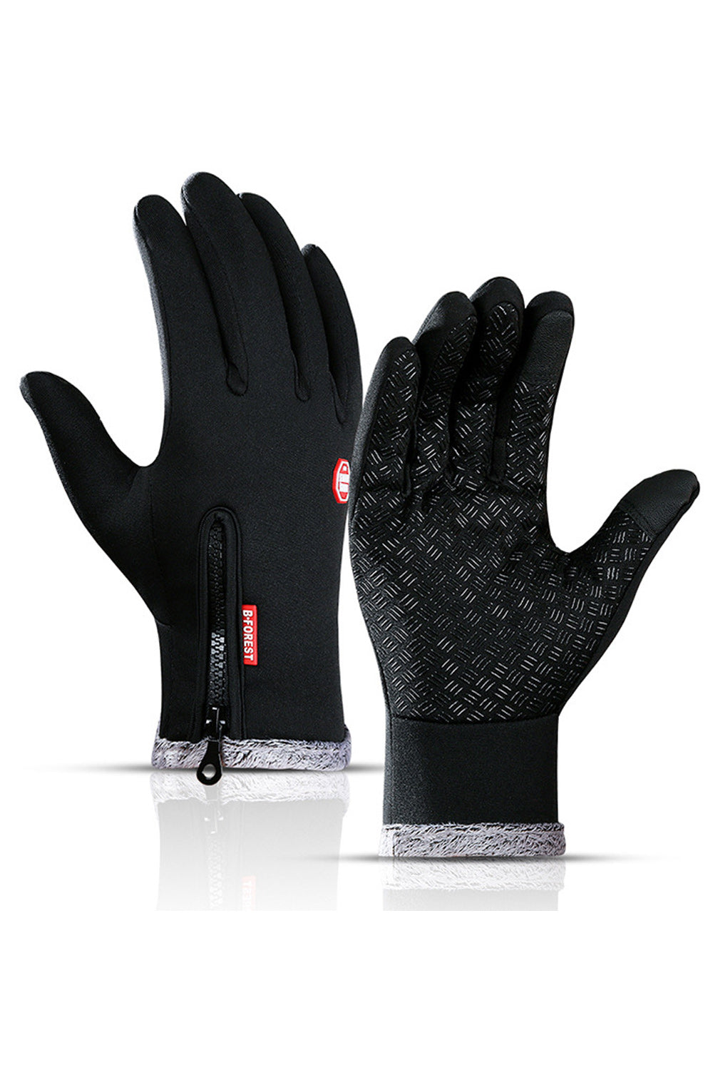 Women Warm Zipper Touch Screen Winter Ski Gloves