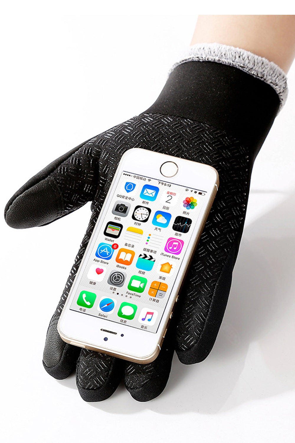 Women Warm Zipper Touch Screen Winter Ski Gloves