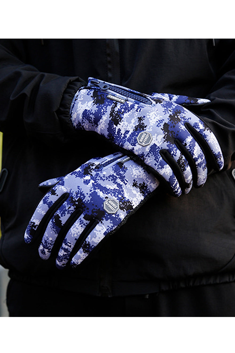 Women Printed Zipper Warm & Thick Coldproof Ski Gloves