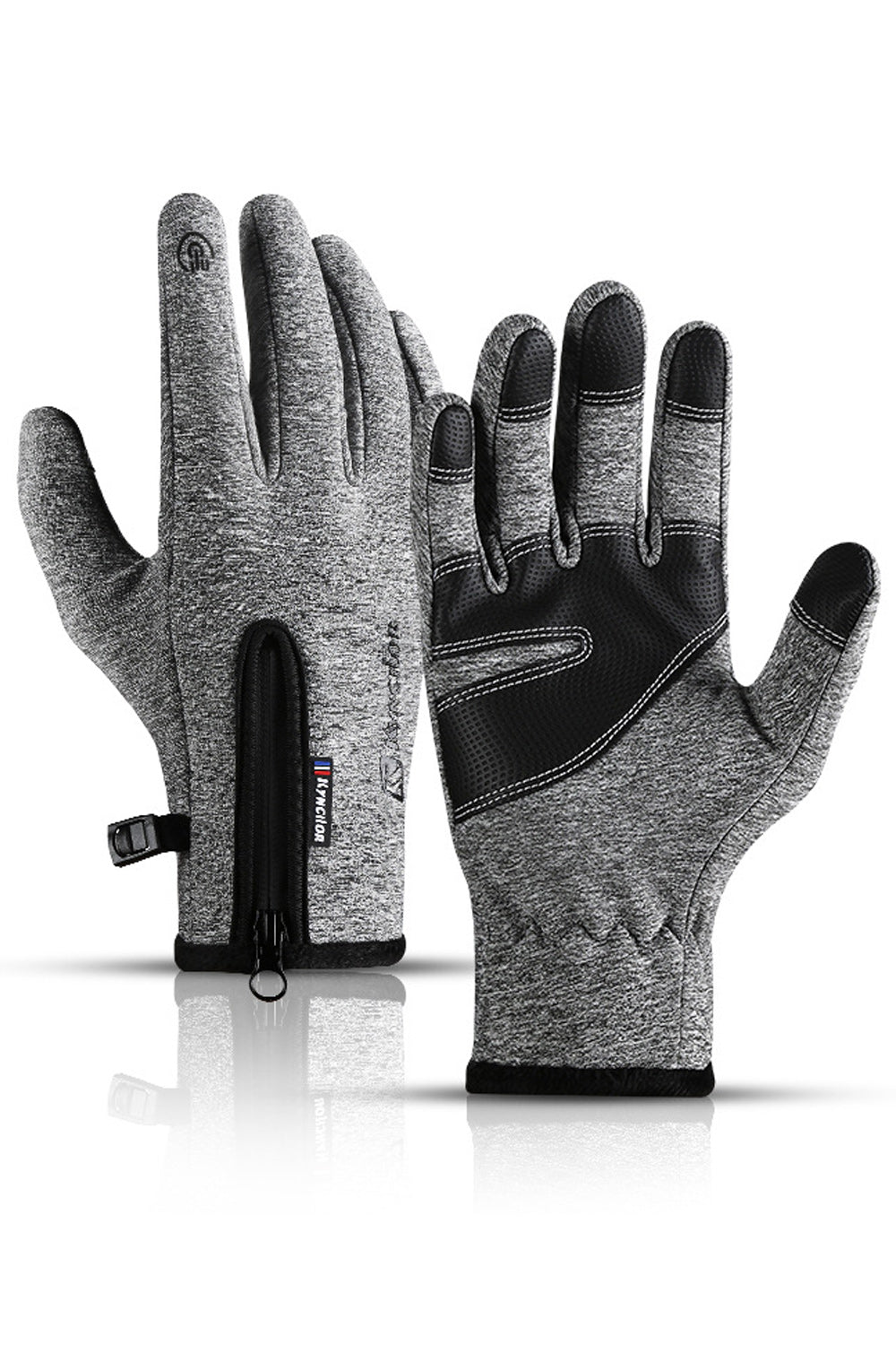 Women Thick Zipper Water Resistant Coldproof Ski Gloves