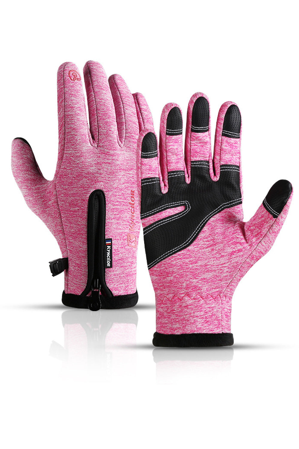 Women Thick Zipper Water Resistant Coldproof Ski Gloves