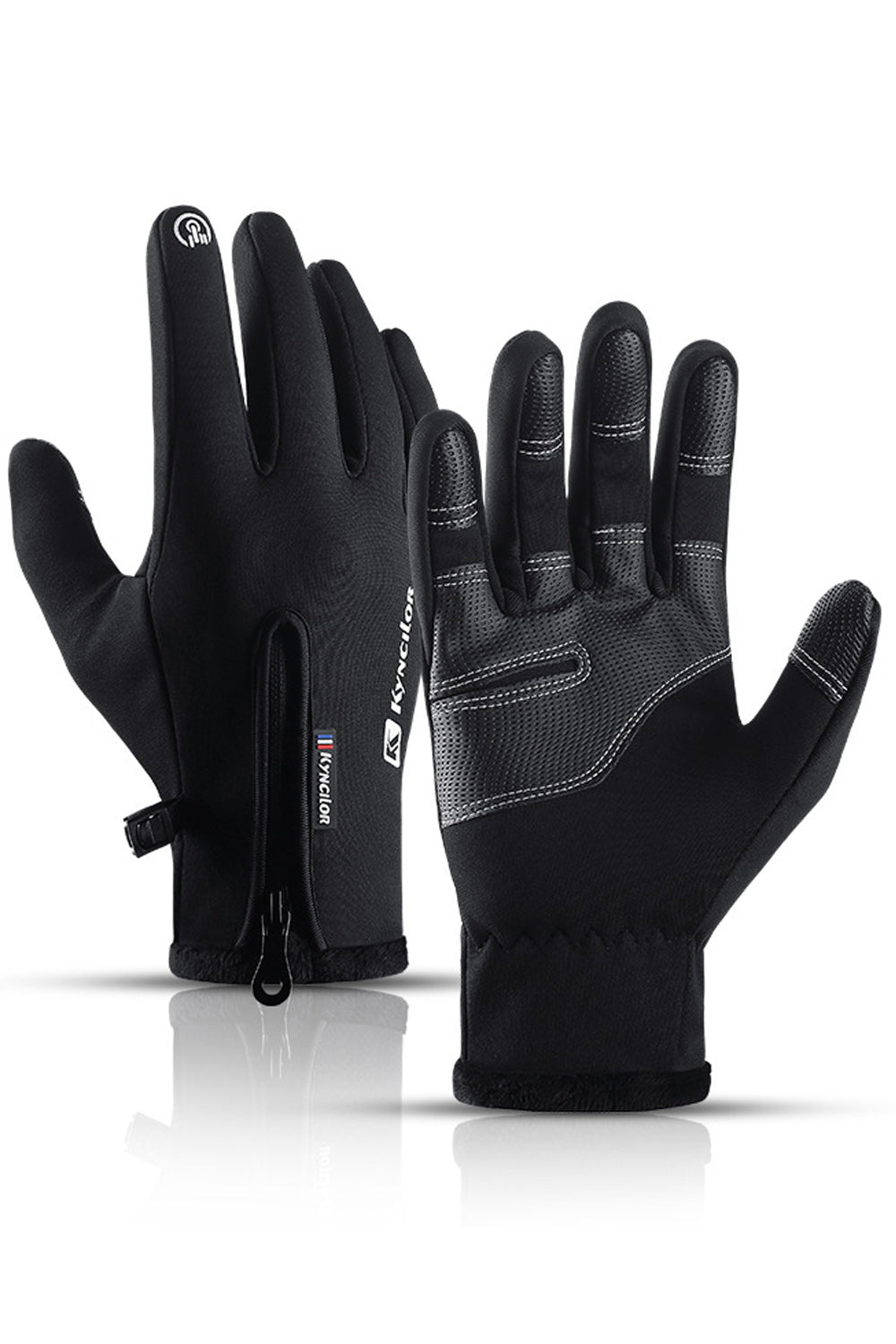 Women Thick Zipper Water Resistant Coldproof Ski Gloves