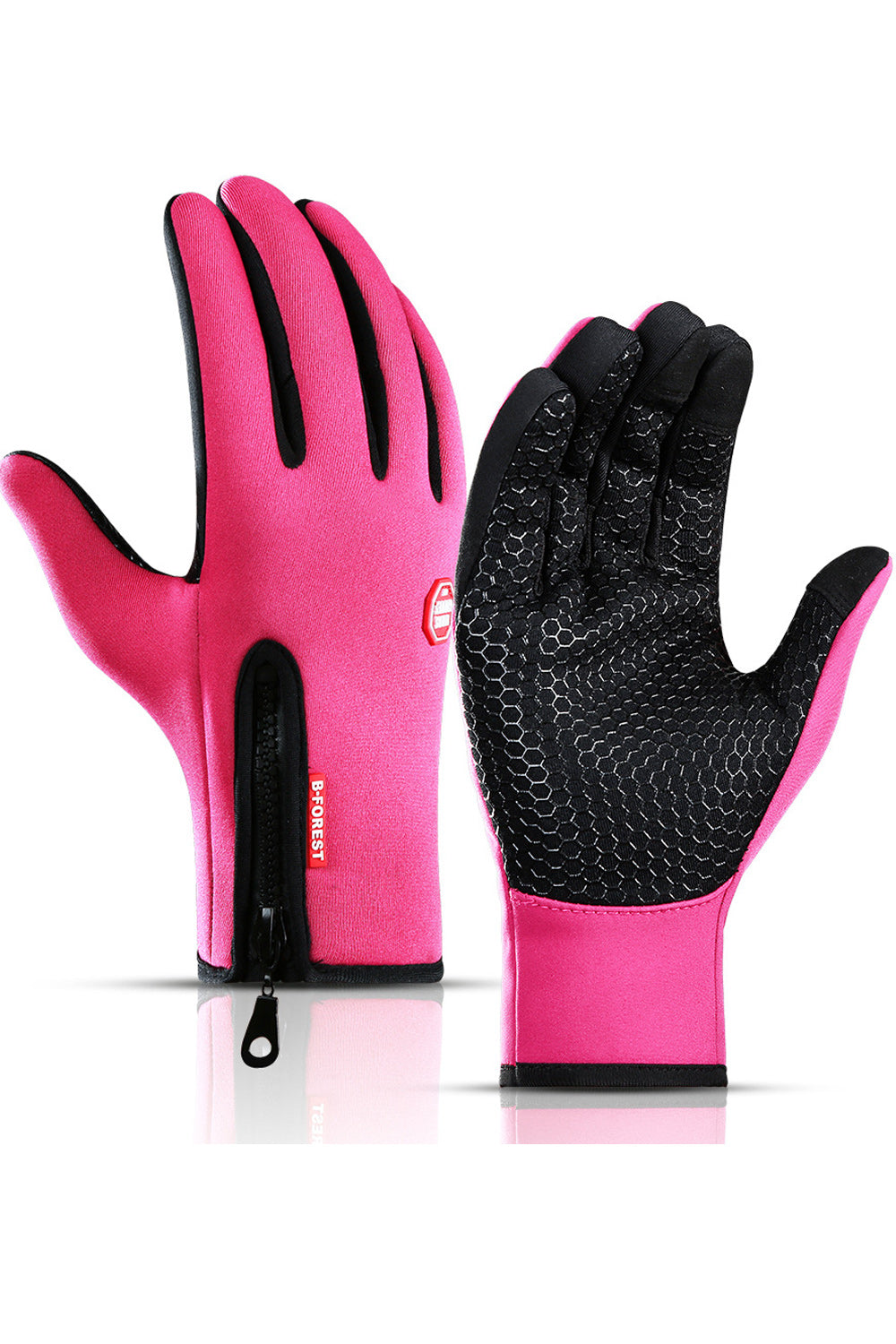 Women Thick Zipper Coldproof Touch Screen Ski Gloves