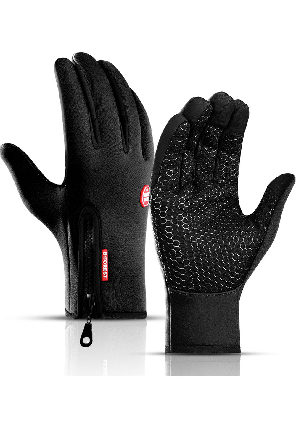 Women Thick Zipper Coldproof Touch Screen Ski Gloves