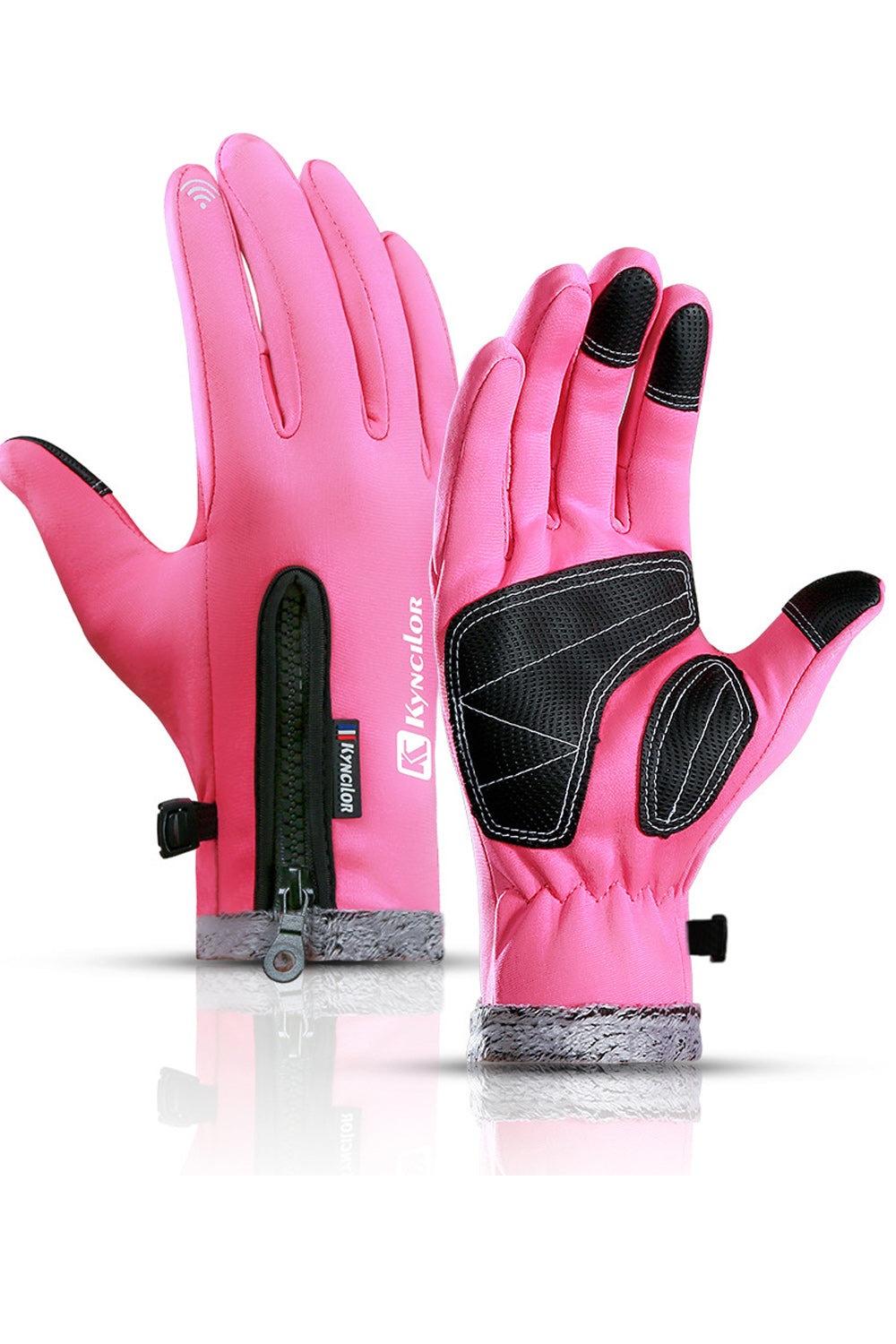 Women Zip Closure Water Repellent Windproof Gloves