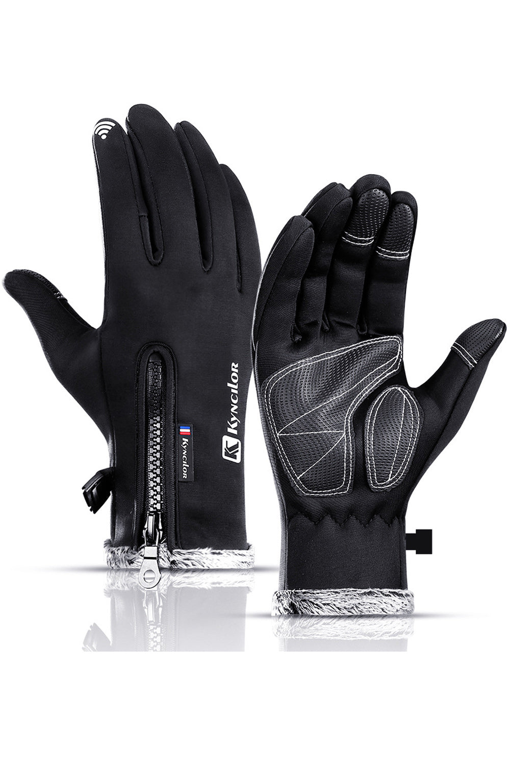 Women Zip Closure Water Repellent Windproof Gloves