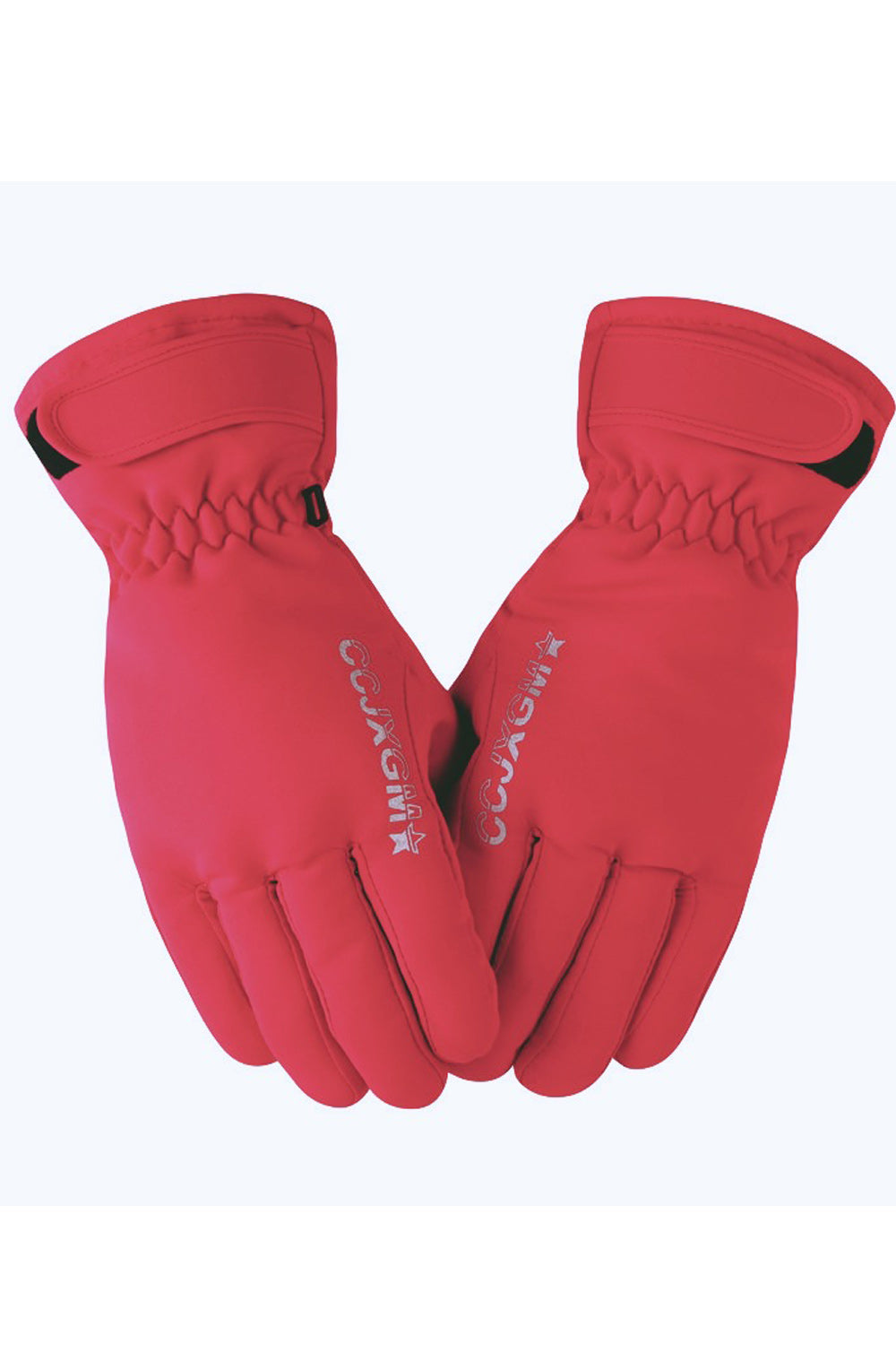 Women Cute Letter Print Windproof Thick Ski Gloves