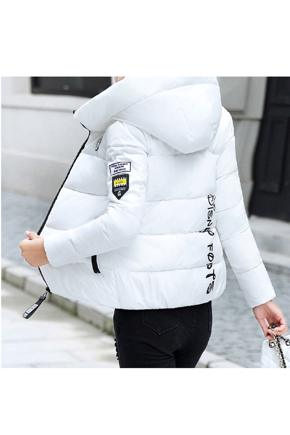 Women Casual Winter Season Warm Hat Neck Long Sleeve Zip Up Style Jacket