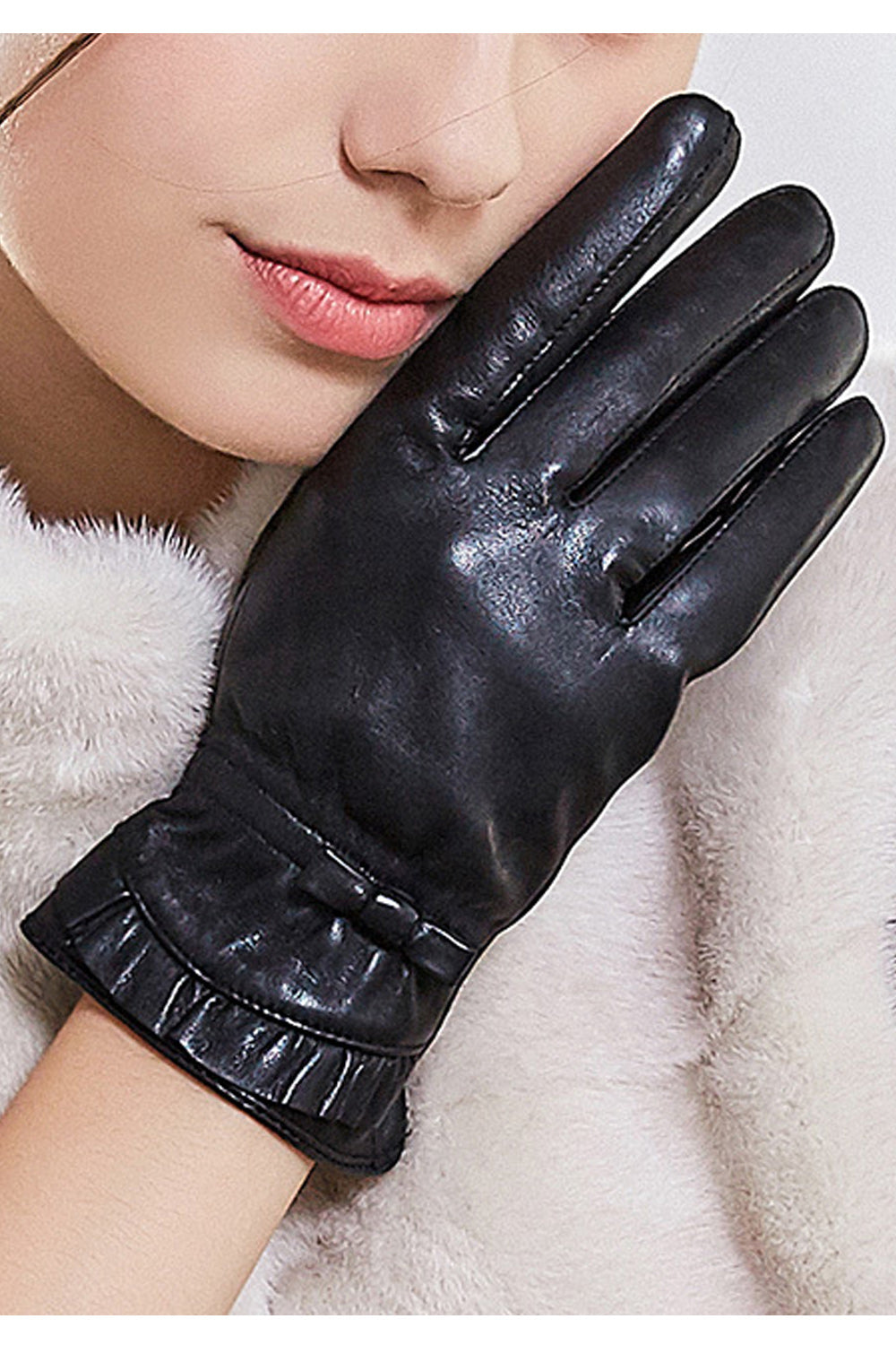 Women Touch Screen Coldproof Hand Protection Leather Gloves