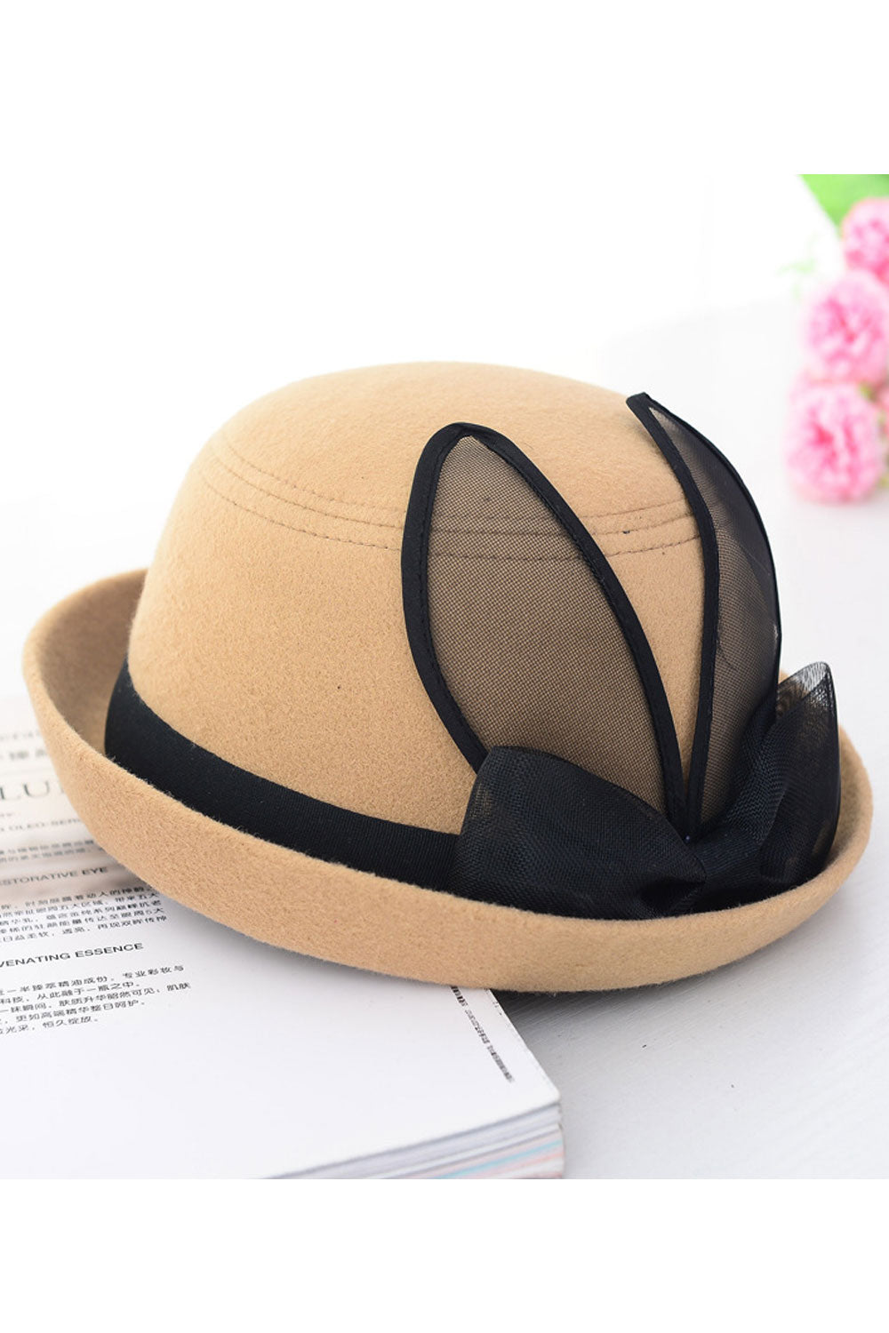 Women Beautiful Warm Wool Rabbit Ear Winter Beret Hat