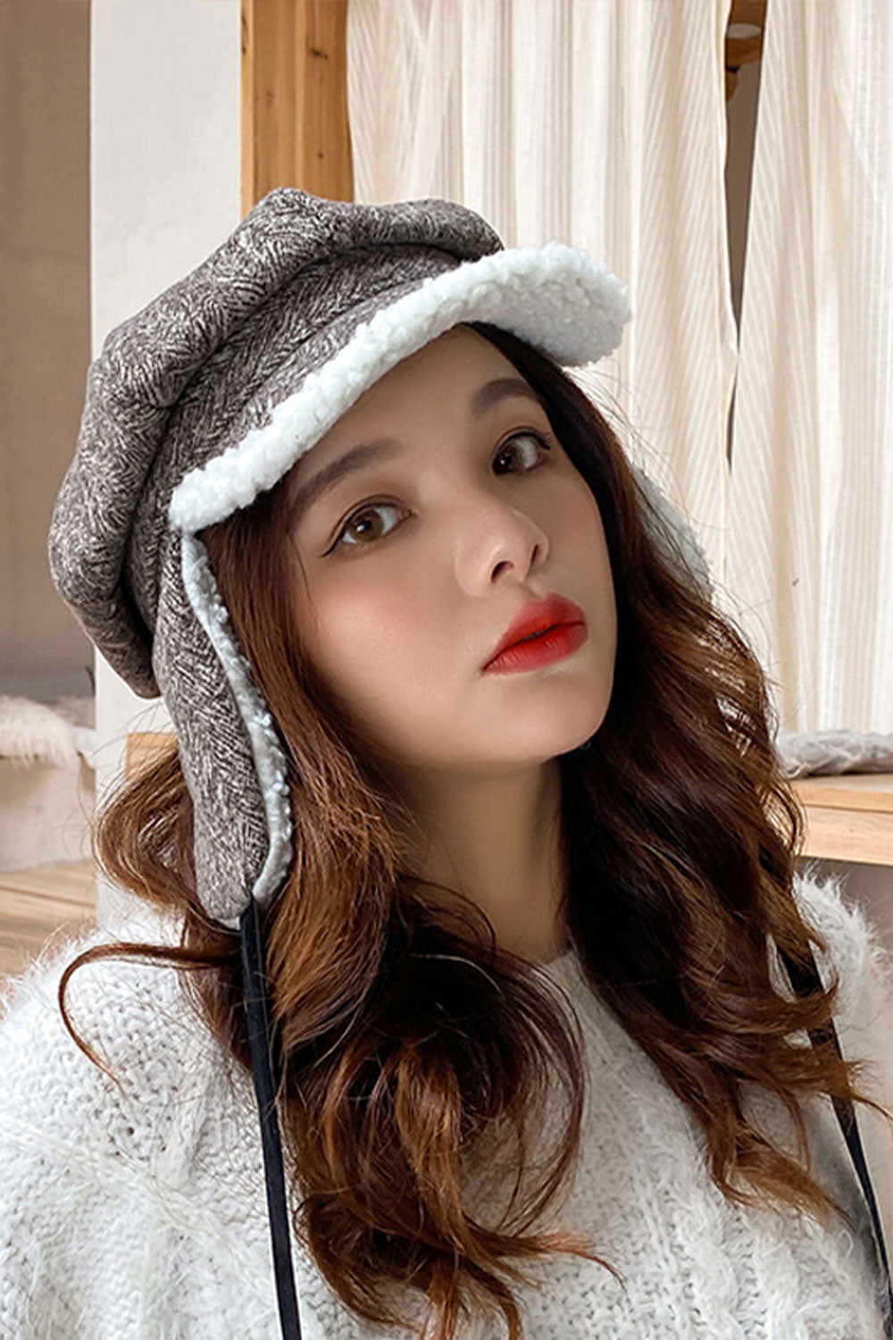 Women Lightweight Earmuffs Warm Casual Beret Hat