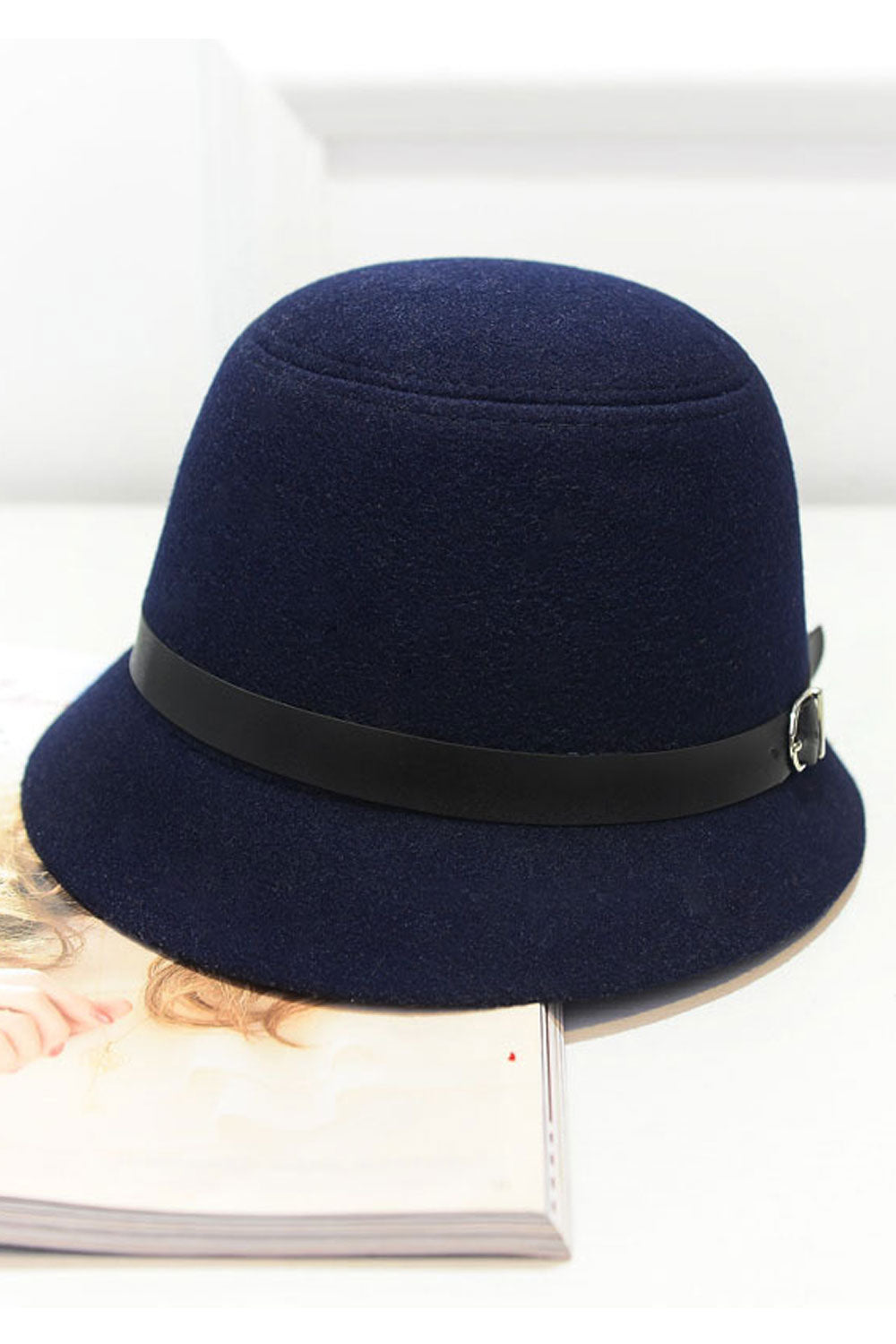 Women Buckle Belt Warm Woolen Winter Beret Hat