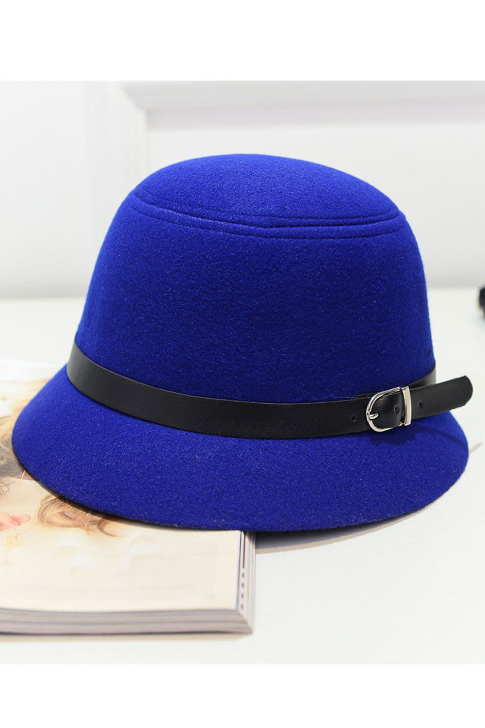 Women Buckle Belt Warm Woolen Winter Beret Hat