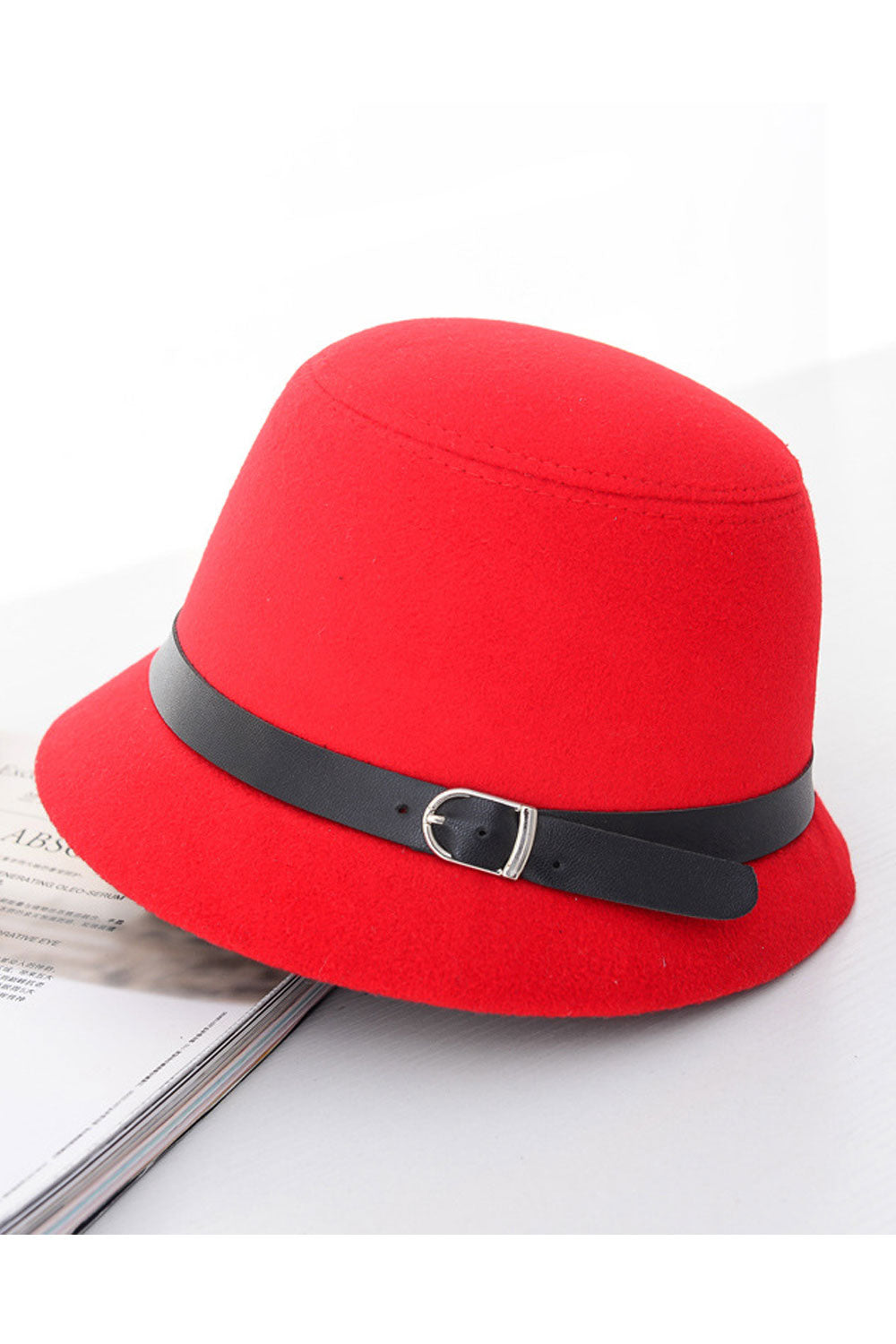 Women Buckle Belt Warm Woolen Winter Beret Hat