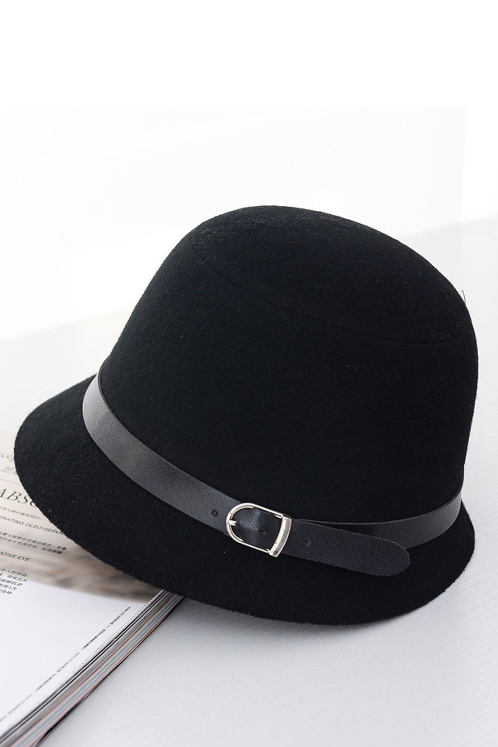 Women Buckle Belt Warm Woolen Winter Beret Hat