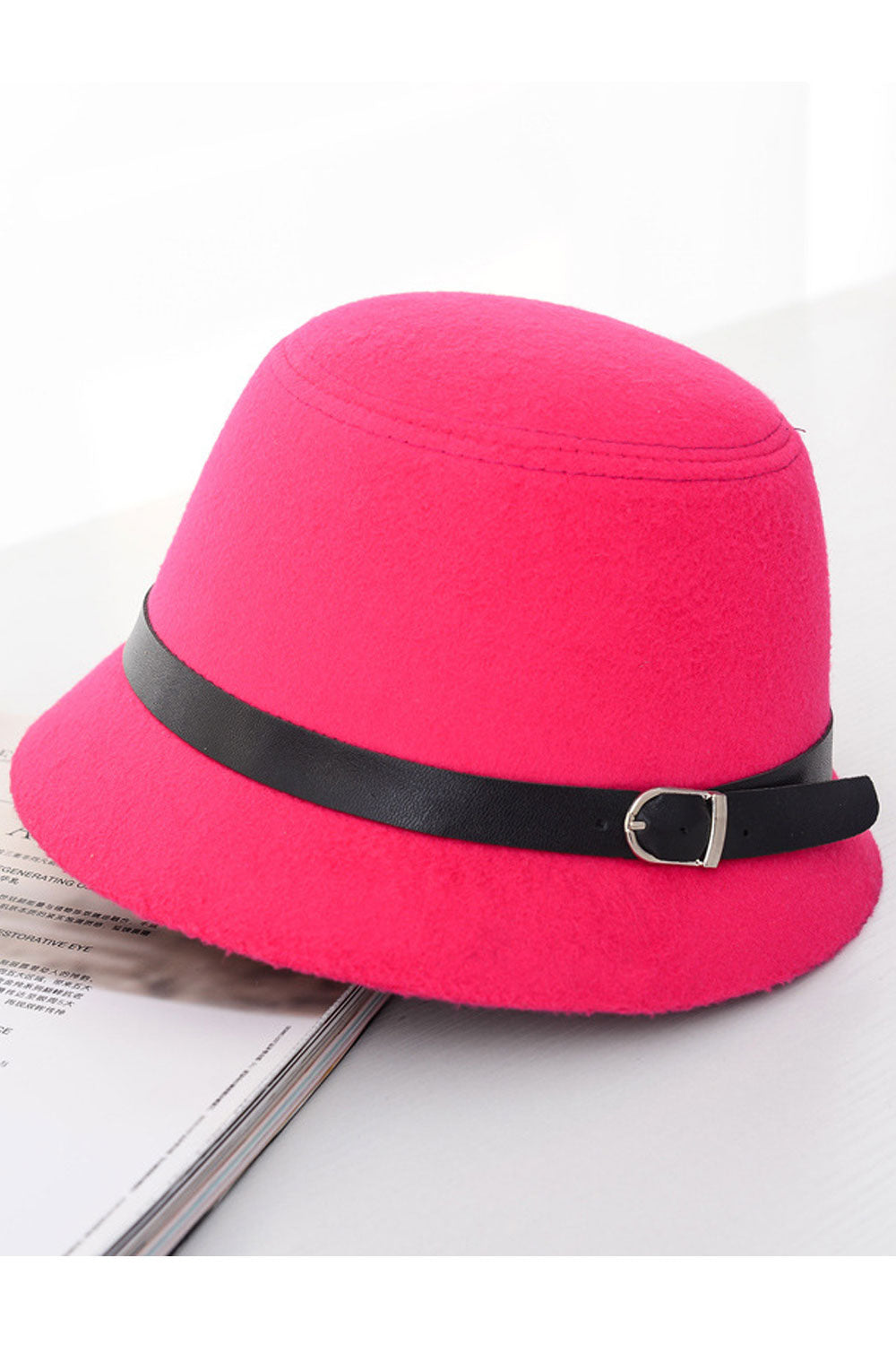 Women Buckle Belt Warm Woolen Winter Beret Hat