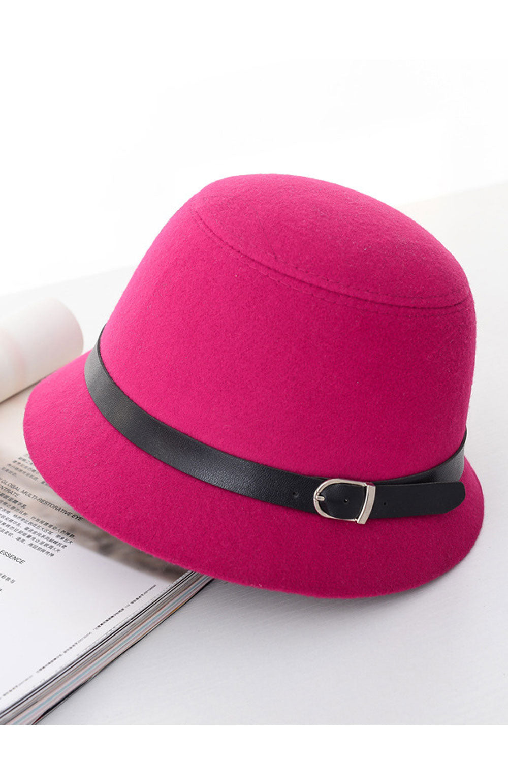 Women Buckle Belt Warm Woolen Winter Beret Hat
