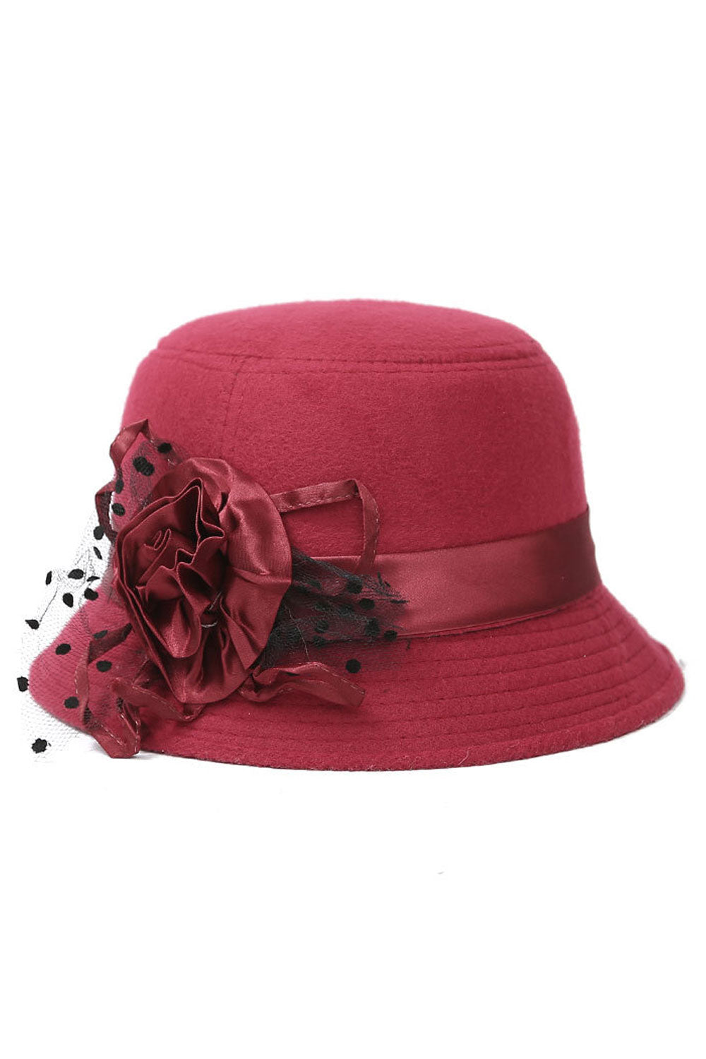Women Beautiful Flower Decoration Warm Woolen Beret Hat