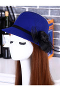 Women Ribbon Flower Warm Imitation Wool Beret Hat