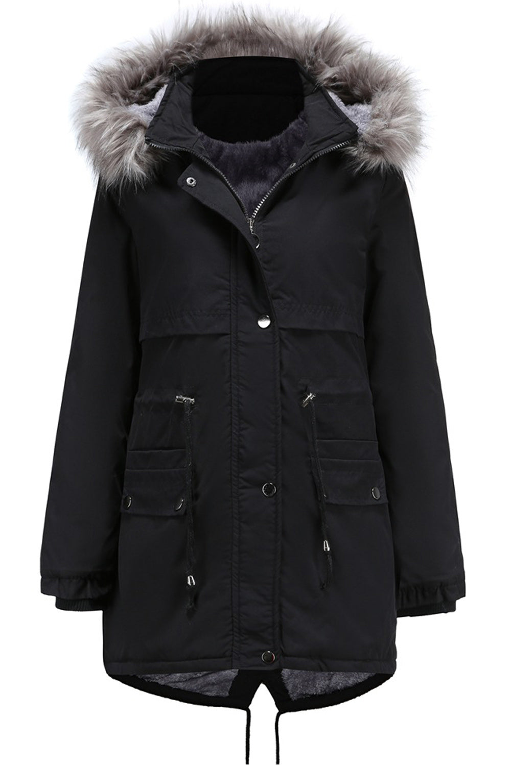 Women Fashionable Hooded Style Long Sleeve Solid Pattern Casual Jacket