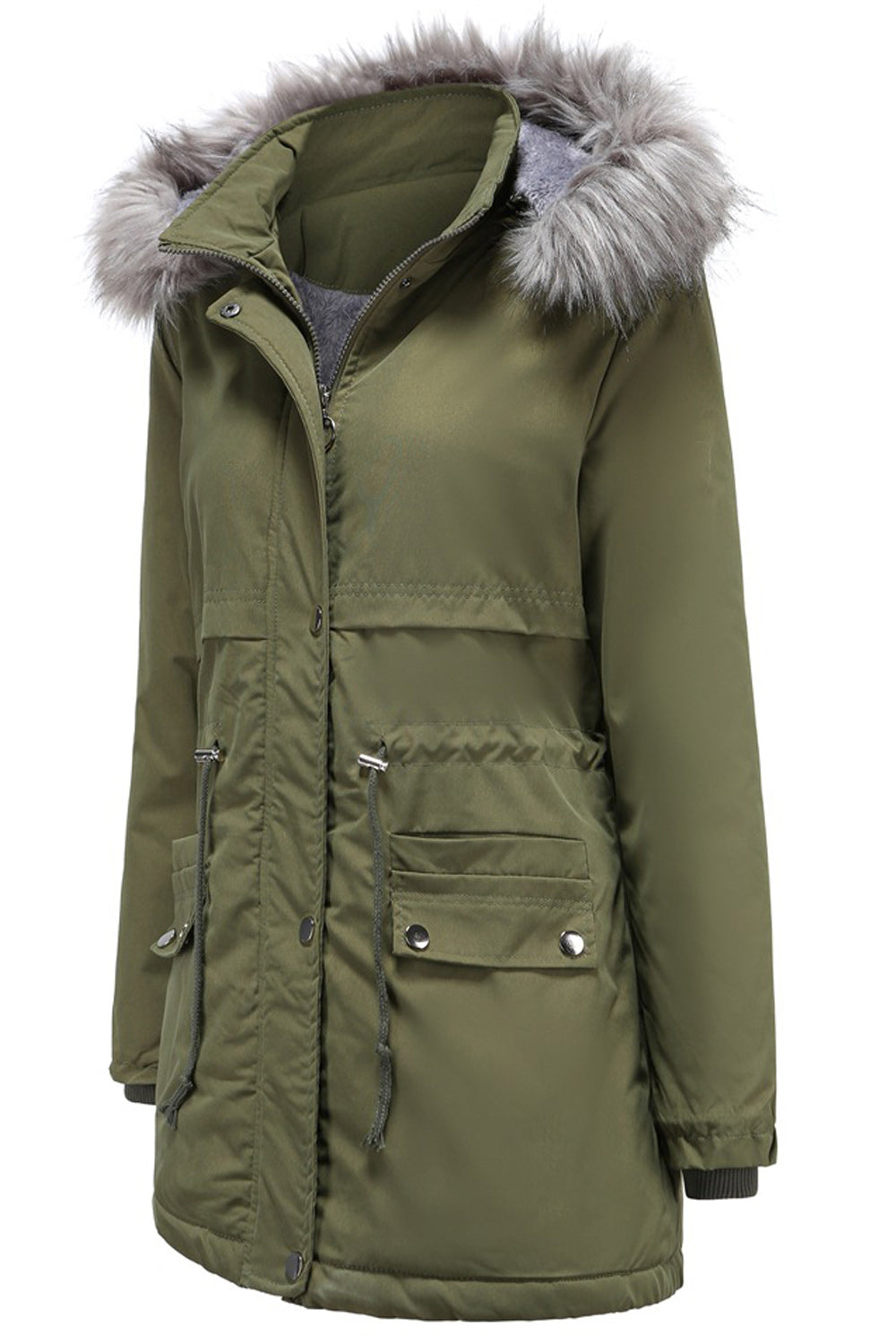 Women Fashionable Hooded Style Long Sleeve Solid Pattern Casual Jacket