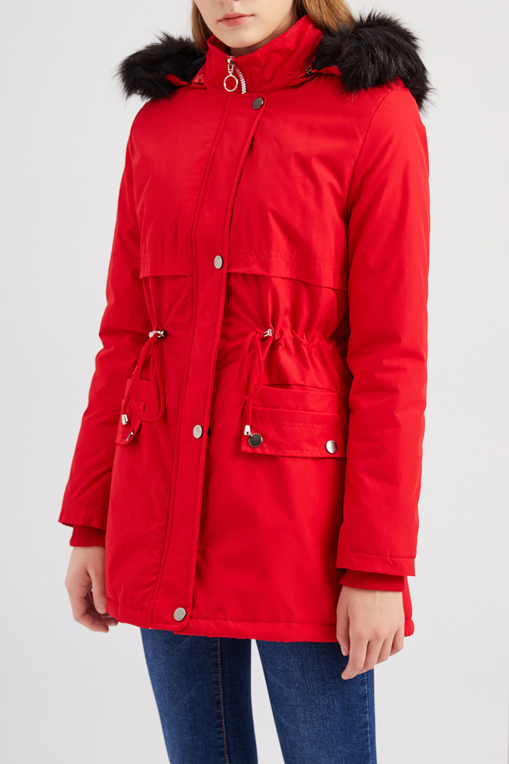 Women Fashionable Hooded Style Long Sleeve Solid Pattern Casual Jacket