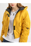 Women Cute Hood Styled Long Sleeve Short Length Elastic Hem Casual Jacket