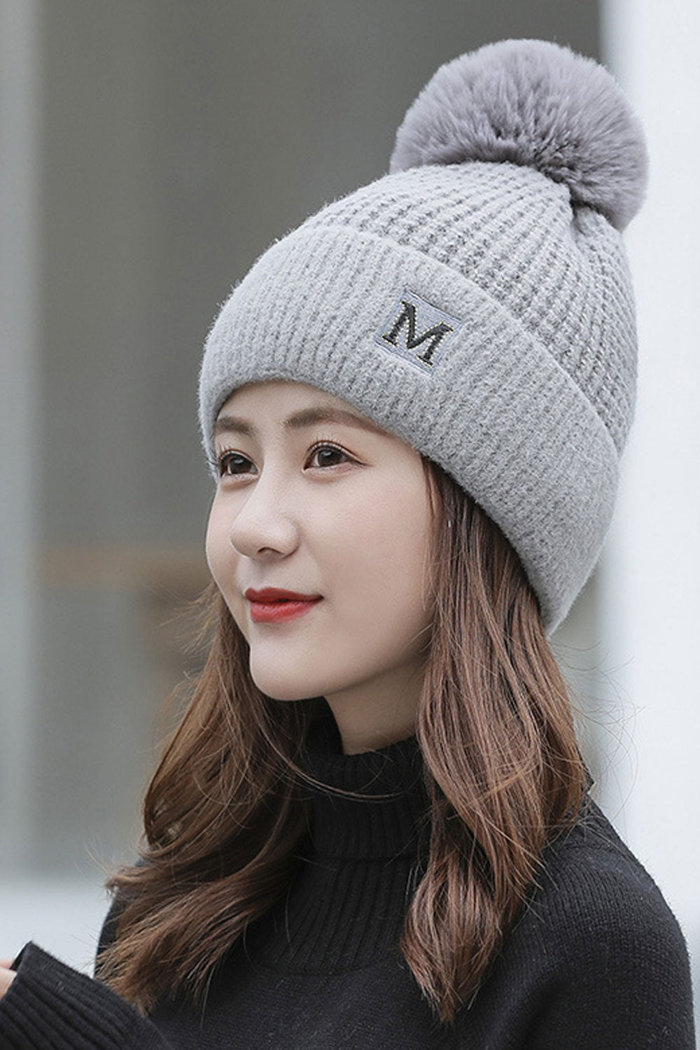 Women Letter Pattern Solid Colored Trendy Knitted Hat