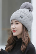 Women Letter Pattern Solid Colored Trendy Knitted Hat