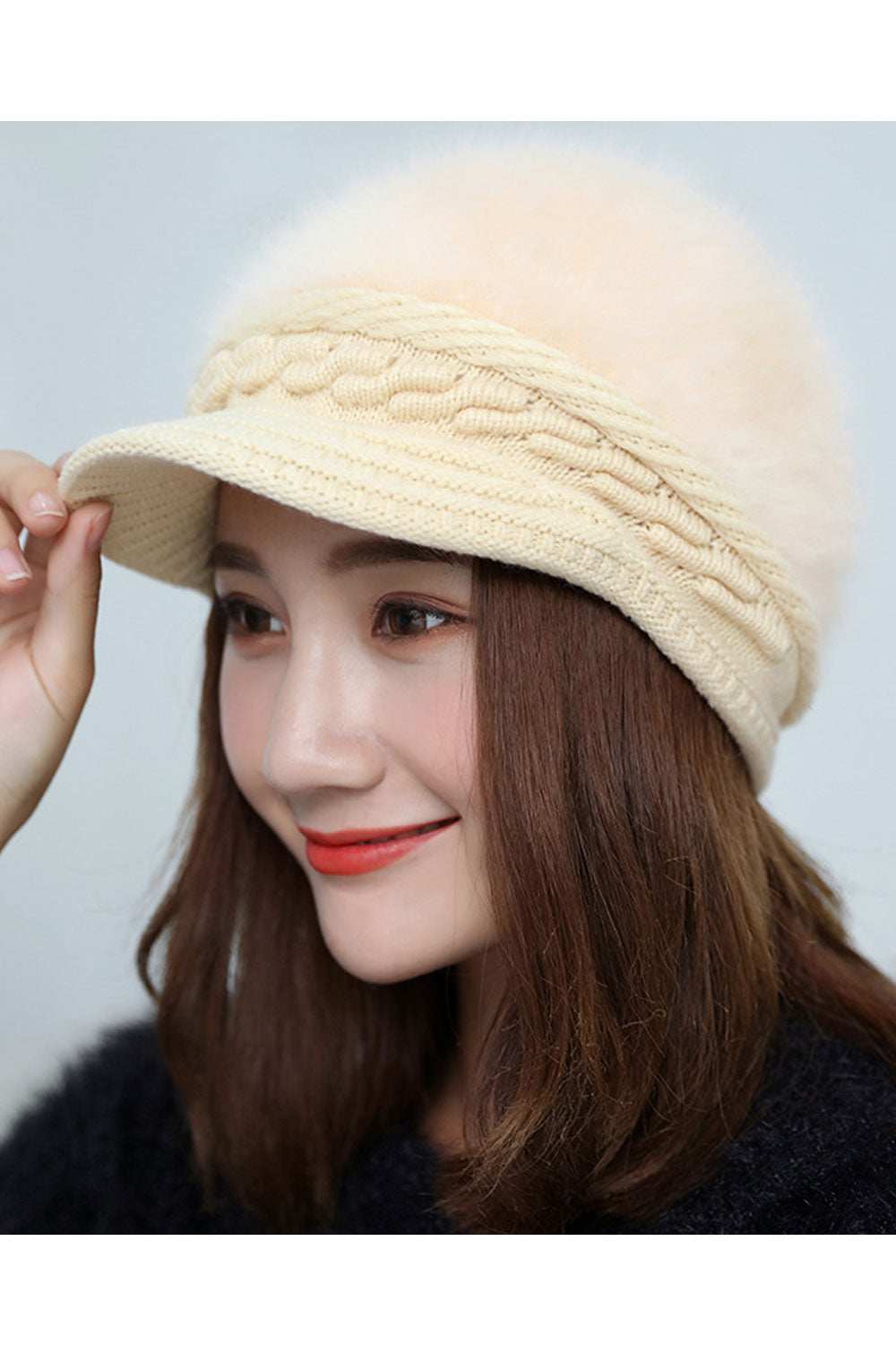 Women Comfortable Cozy Thick Dome Styled Solid Colored Knitted Hat