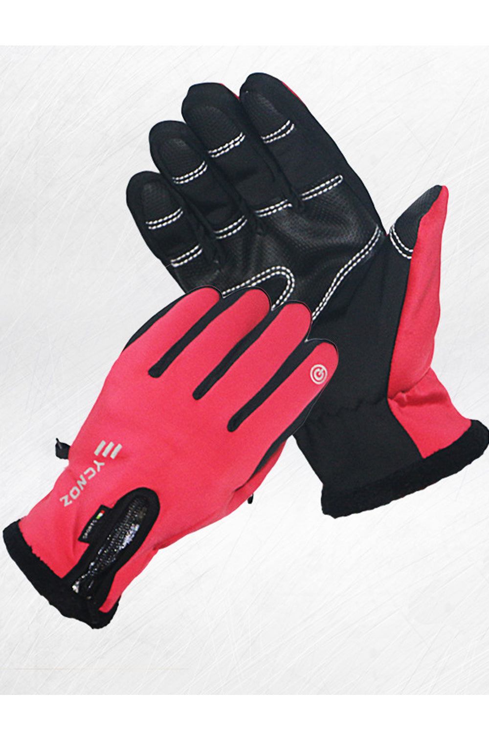 Women Waterproof Coldproof Zip Closure Leather Gloves