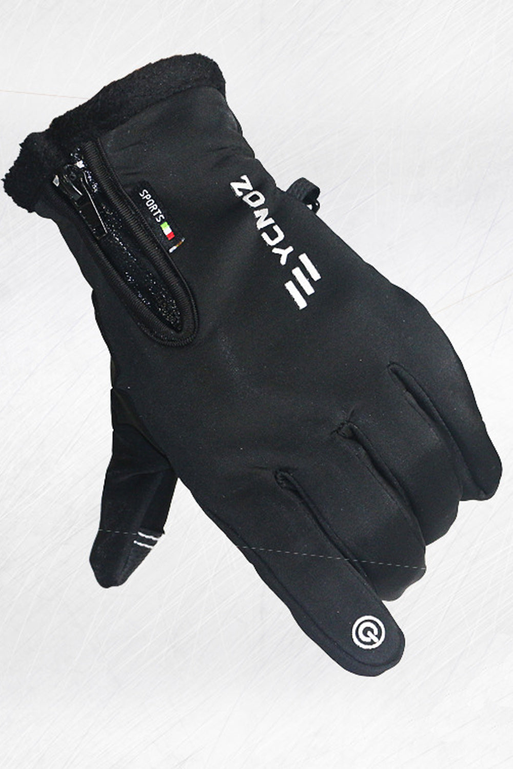 Women Waterproof Coldproof Zip Closure Leather Gloves