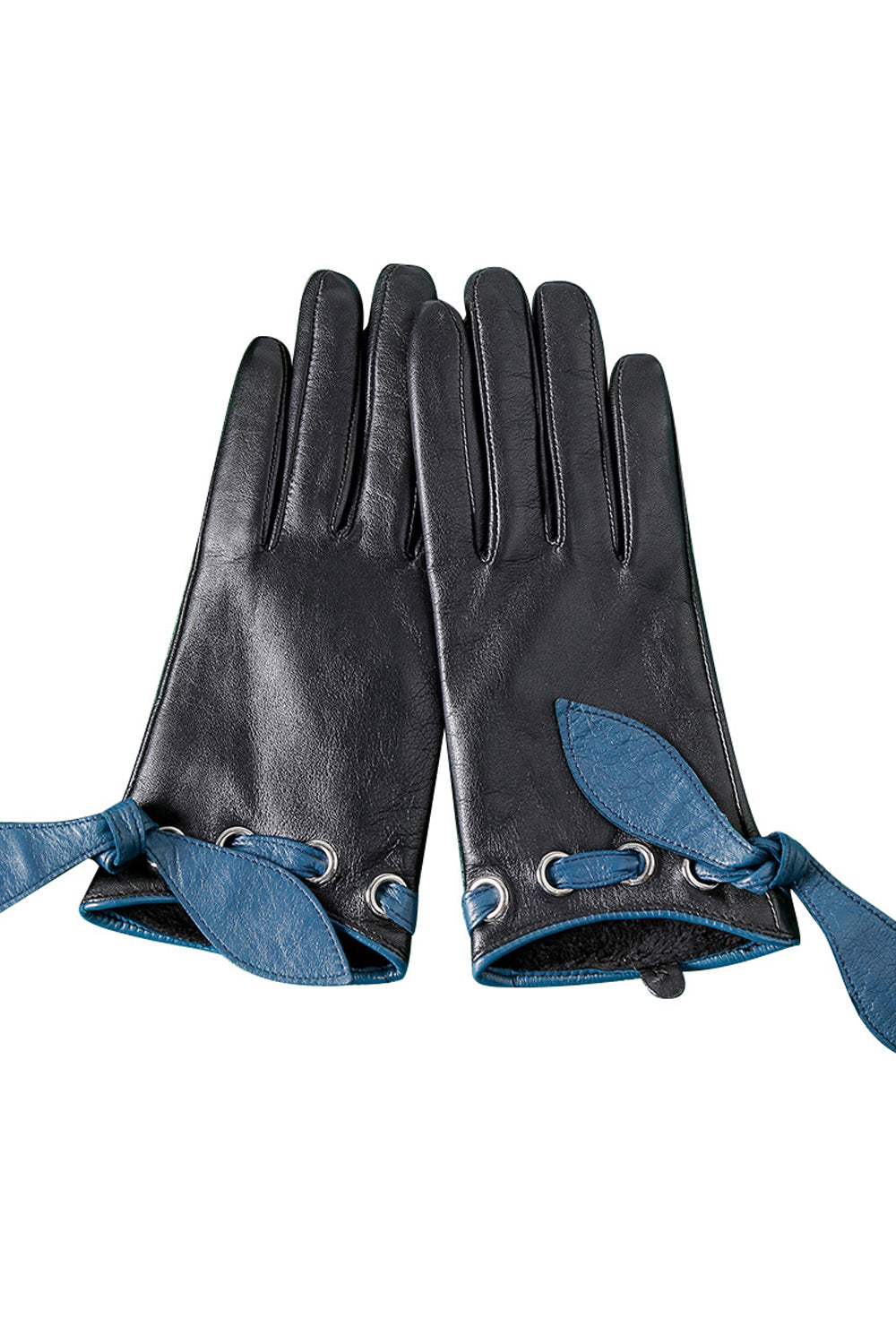 Women Decorated Wrist Hand Protection Warm Leather Gloves