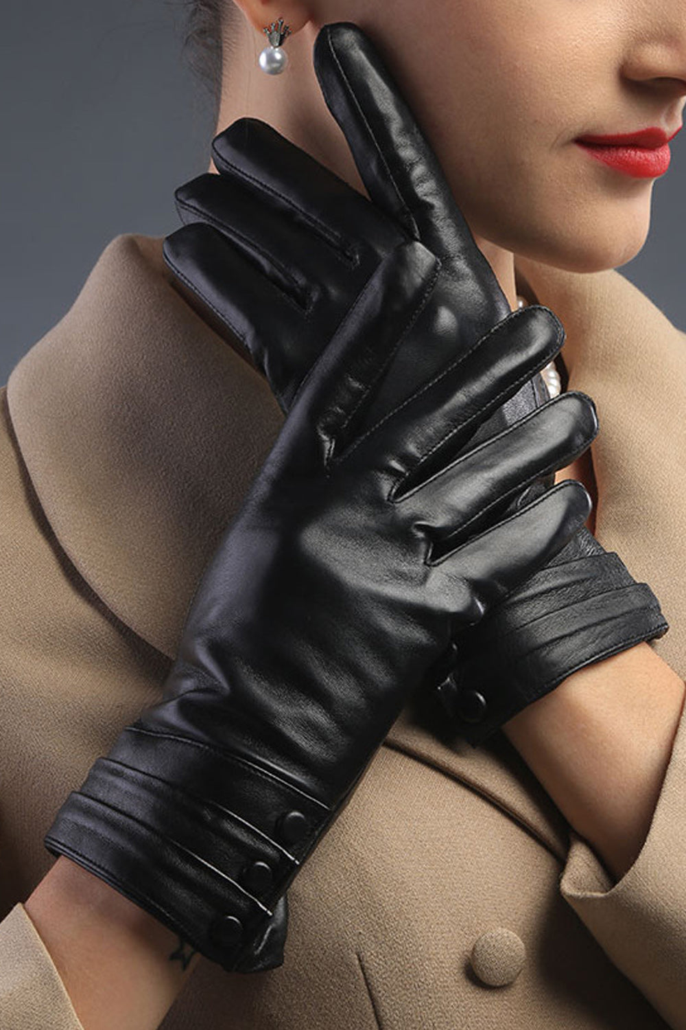Women Trending Hand Protection Coldproof Winter Leather Gloves