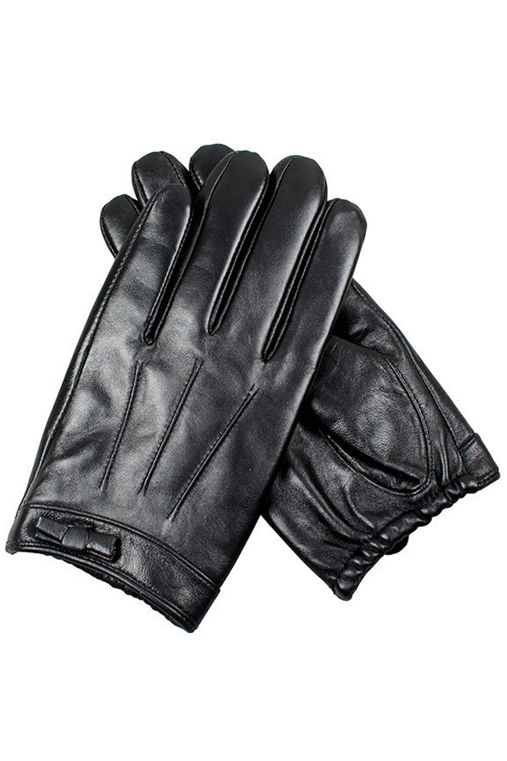 Women Non Slip Windproof Split Finger Leather Gloves