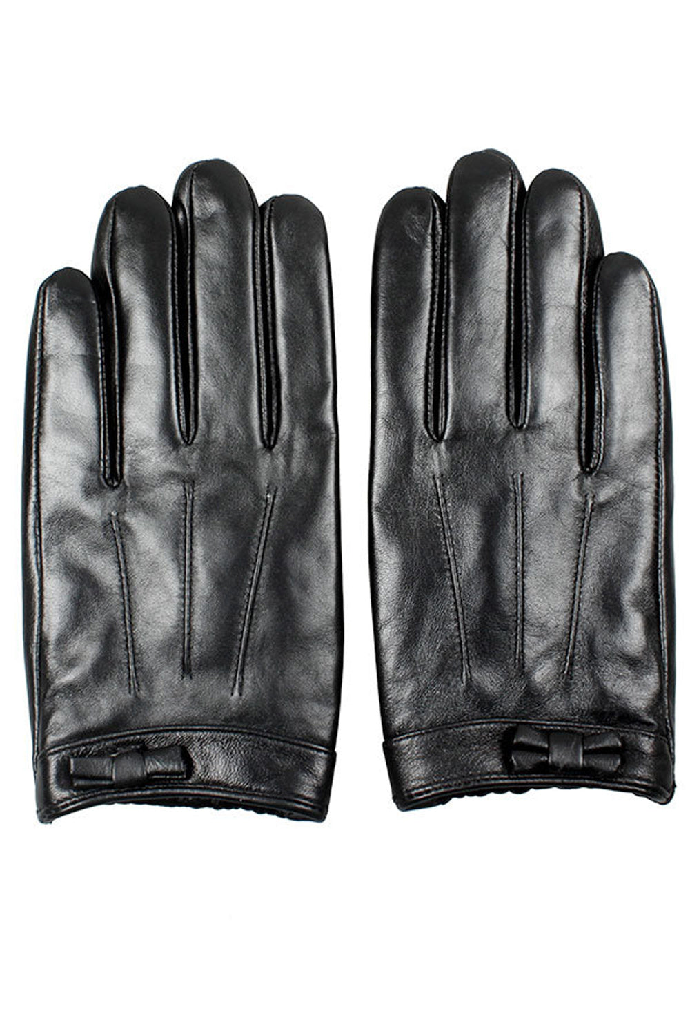 Women Non Slip Windproof Split Finger Leather Gloves