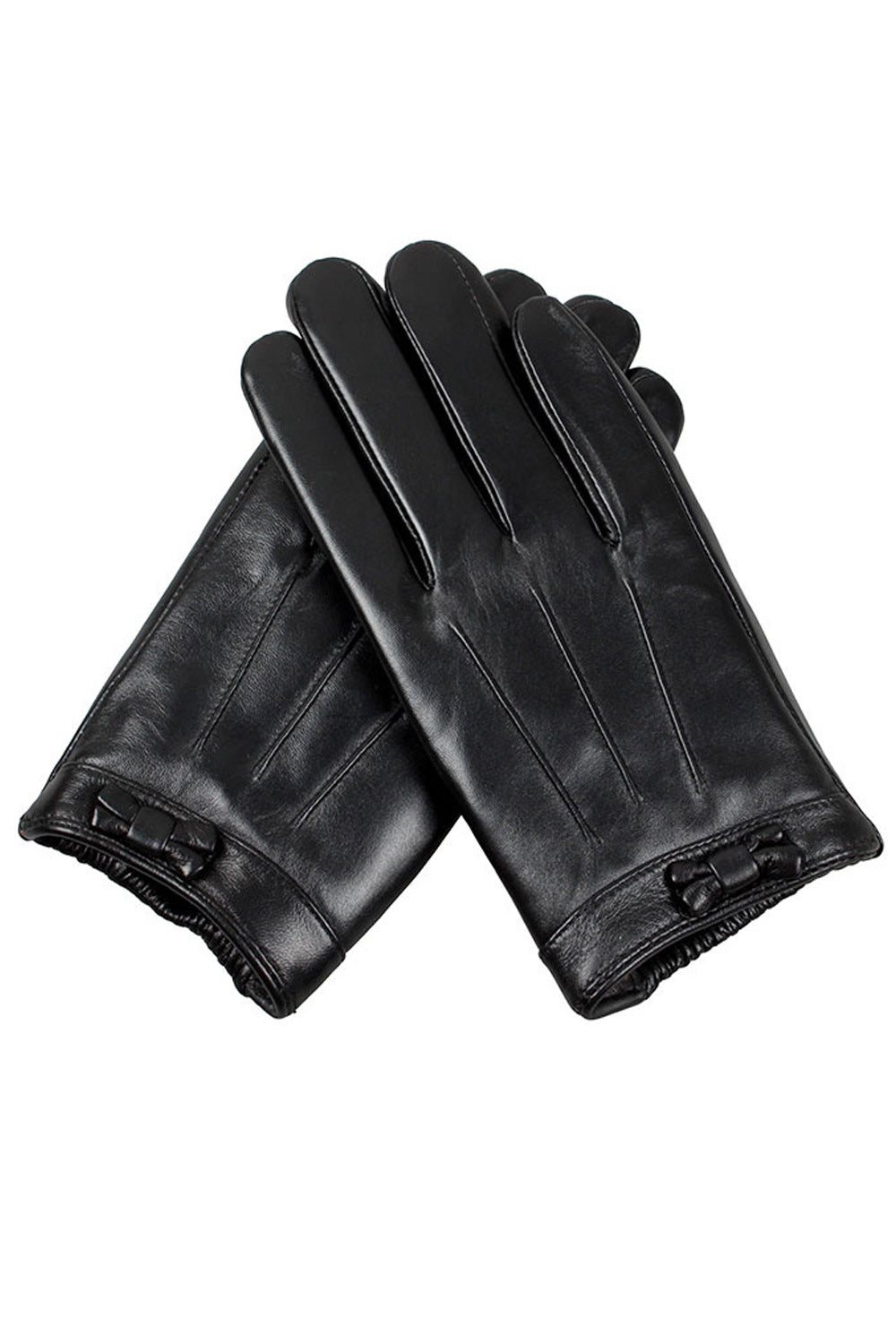 Women Non Slip Windproof Split Finger Leather Gloves